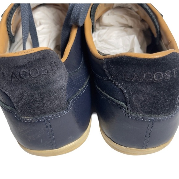 Lacoste Men’s Alisos Blue Leather Lace Up Sneakers Size 10 - Picture 6 of 8
